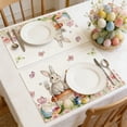 thumbnail image 5 of Easter Placemats, Bunny Rabbits Flower Eggs Easter Placemats, Seasonal Spring Table Mats for Dining Table Kitchen Decorations, Spring Farmhouse Rustic Eggs Table Decor 11.8"x17.7", 5 of 9