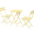 thumbnail image 2 of 3 Patio Bistro , Yellow - Metal Chairs And Table With Folding Feature For Courtyards Foldable 3 Piece Bistros & Gardens, 2 of 7