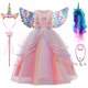 thumbnail image 1 of Fantasia-vestido de unicornio arcoíris para niñas, estilo de hoja de loto, flor, tul largo, Princesa, fiesta de cumpleaños Fivean unisex, 1 of 2