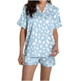 thumbnail image 6 of Cavosen 2 Piece Pajama Set for Women Notch CollarShort Sleeve Button Down Pajama Set Polka Dots Loungewear Comfortable Sleepwear with Pocket, 6 of 7