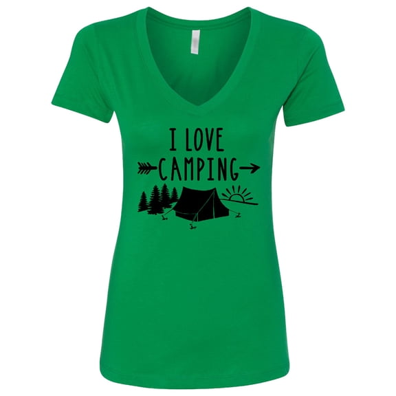 Inktastic I Love Camping Tent and Trees Women's V-Neck T-Shirt