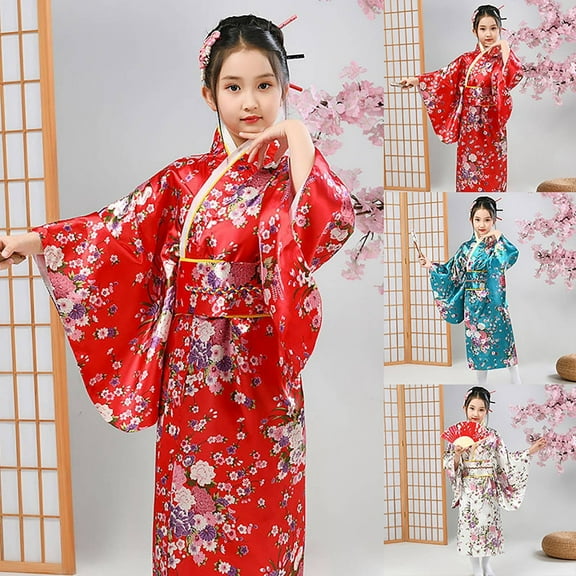 Toddler Girls Boys Pajamas Japanese Traditional Dress Kimono Robe Yukata Kimono Anime Robe Pj Sets,2 Piece,7-8 Years
