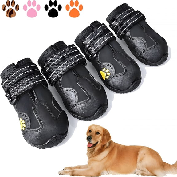 GASTROPOD Dog Boots, Waterproof Dog Shoes, Dog Booties with Reflective Rugged Anti-Slip Sole and Skid-Proof, Outdoor Dog Shoes for Medium to Large Dogs 4Pcs-Size 8