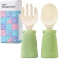 thumbnail image 1 of RV Cuchara sopera para bebé tenedor vajilla infantil cuchara sopera para bebé tenedor ergonómico mango corto silicona fácil de agarrar ideal para aprender y autoalimentarse (verde) Sailing Electrónica, 1 of 4