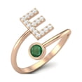 thumbnail image 2 of Capital E Initial Letter Emerald Women Adjustable Front Open Valentines Day Gifts Ring 925 Sterling Silver Rose Vermeil, 2 of 3