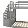 EUROCO Wood Twin over Twin Bunk Bed with Slide and Staircase, Low Profile Bunk Bed with Storage