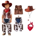 thumbnail image 5 of Kogui Cowboy Costume Kids Boys Toddler Cowboy Costume with Hat Halloween Party Dress Up 8T 10T (Red,8-10 Years), 5 of 5