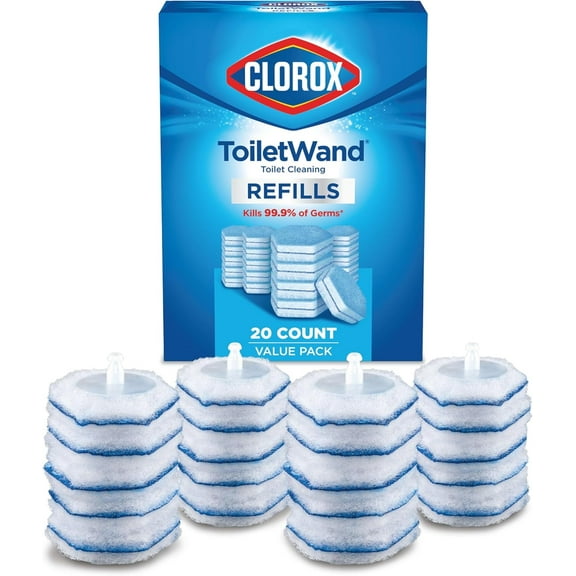 CLOROX ToiletWand Toilet Cleaning Refills, Disinfecting Scrubbing Pads, 20 Count (Pack May Vary)--Packaging May Vary