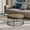 Walnut Brown, variant on LEDREM Round Ottoman with Reversible Top, Coffee Table, Footstool, Padded Seat, Side Table, Steel Frame, Max Load 660 lb, Walnut Brown