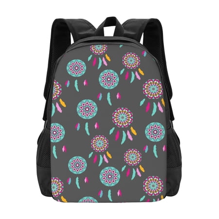 DouZhe Lightweight Backpack, Travel Outdoor Hiking Bag School Bookbag Casual Daypack Dreamcatcher Feather Prints Backpacks for Women Men