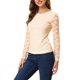 thumbnail image 4 of INSPIRAR CHIC Blusa de Encaje con Bordado de Flores de Manga Larga y Cuello Redondo para Mujeres XL Beige, 4 of 8