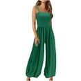 thumbnail image 2 of BLVB Women's Plus Size Jumpsuits Casual Loose Overalls One-Piece Sleeveless Smocked Wide Leg Long Pant Rompers, 2 of 6