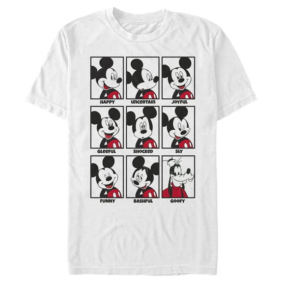 Men's Mickey & Friends Mickey Mouse All Emotions Grid  Graphic Tee White 3X Large