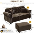 thumbnail image 2 of 63'' Velvet Chesterfield Sofa, Loveseat Sofas with Ottoman, Comfy L Shaped Couches, Tufted Back Modular Sectional Couch, Modern Chaise Lounge, 2 Pillows for Small Space, Living Room, Brown, 2 of 11
