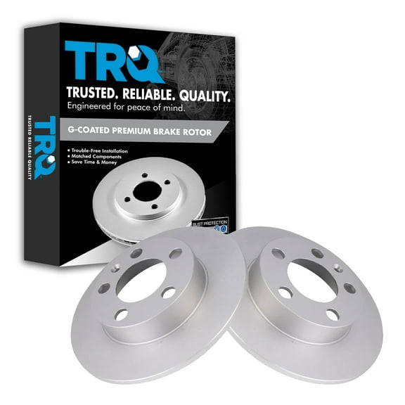 TRQ Rear Brake Rotors Set Solid Premium G-Coated Fits Select 2000-2006 Audi TT 1998-2010 Volkswagen Beetle 1999-2006 Golf 1999-2005 Jetta
