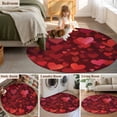 thumbnail image 6 of Valentine's Day Washable Round Area Rug 8 ft, Red Love Abstract Heart Romantic Dark Red, Soft Non Slip Rugs Stain Repellent Indoor Felt Carpet for Living Dining Room Bedroom Home Office, 6 of 9