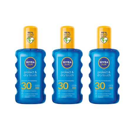 Nivea Sun Protect & Dry Touch Sun Cream Spray SPF30 200 ml / 6.8 fl.oz - 3 Pack