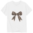 thumbnail image 3 of JAJAHO Kids Short Sleeve T Shirts Girls Summer Top Cute Y2K Clothes Leopard Bow Printed Fashion Round Neck Tee Shirt Ages 0-13 Years Cozy Tops, 3 of 3