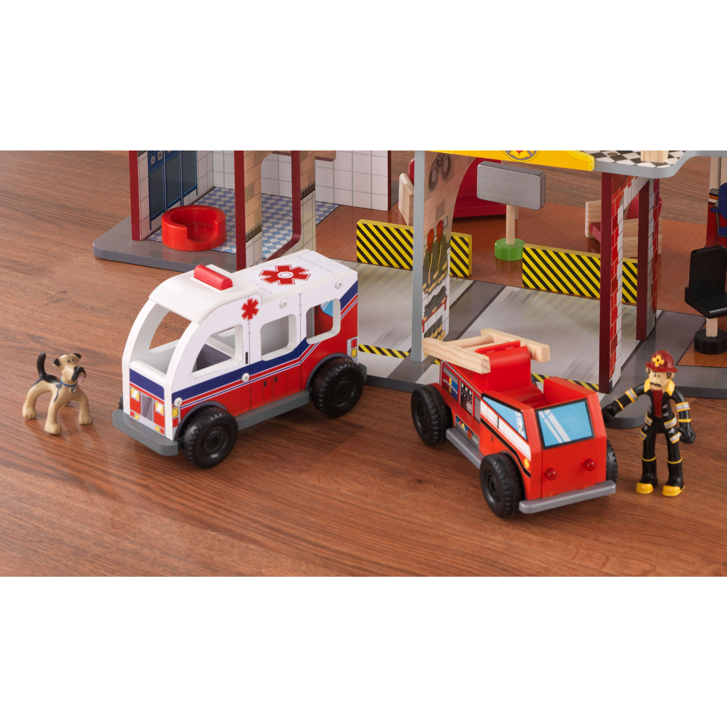 KidKraft Deluxe Wood Rescue Play Set with Ambulance, Fire Truck, Helicopter & 27 Pieces - image 6 of 7