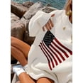 thumbnail image 3 of American Flag Sweater For Women 4th for July Long Sleeve Casual Crew Neck Loose Knit White L, 3 of 4