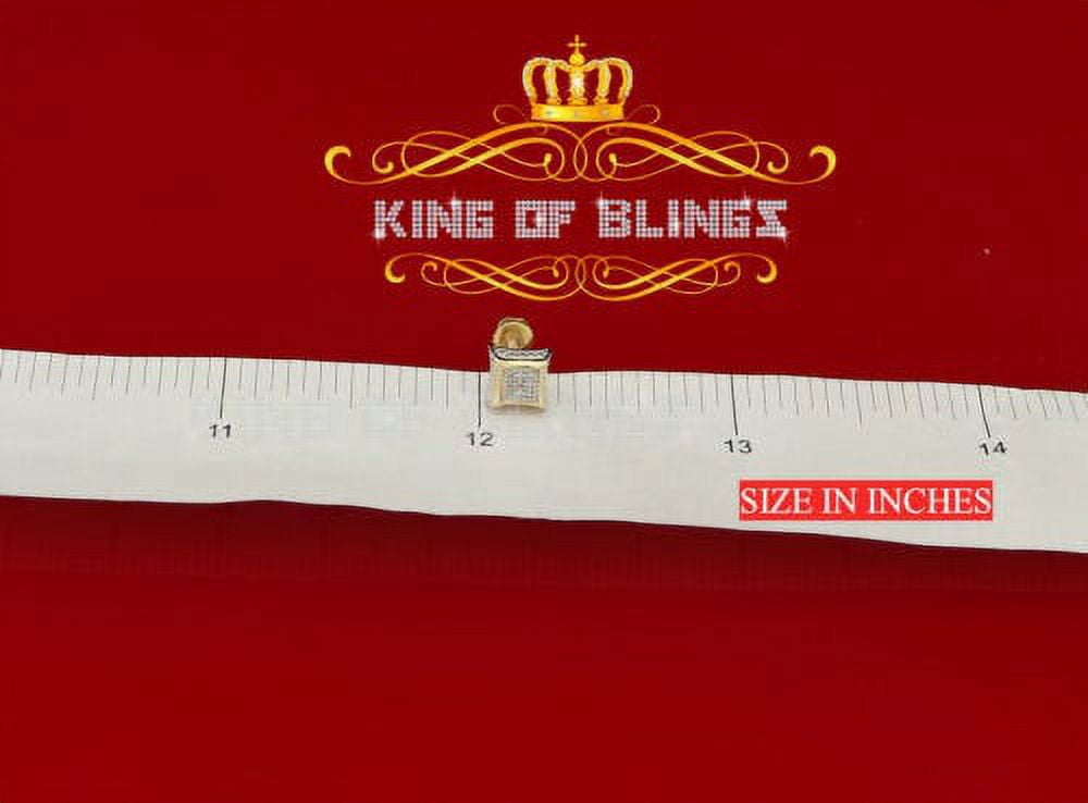 King of Bling's 10K Yellow Gold with Real 0.05CT Diamond Men's /Womens Square Stud Earring