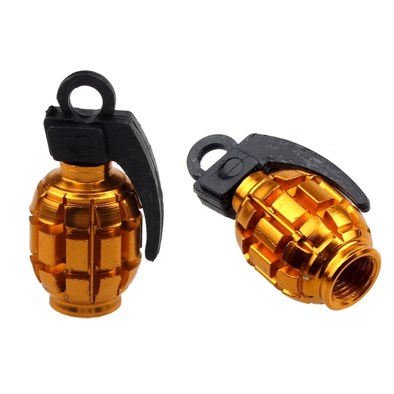 2PCS Grenade Alloy Valve Caps Dust Covers Bike Bicycle MTB BMX Car Tyre Hoc