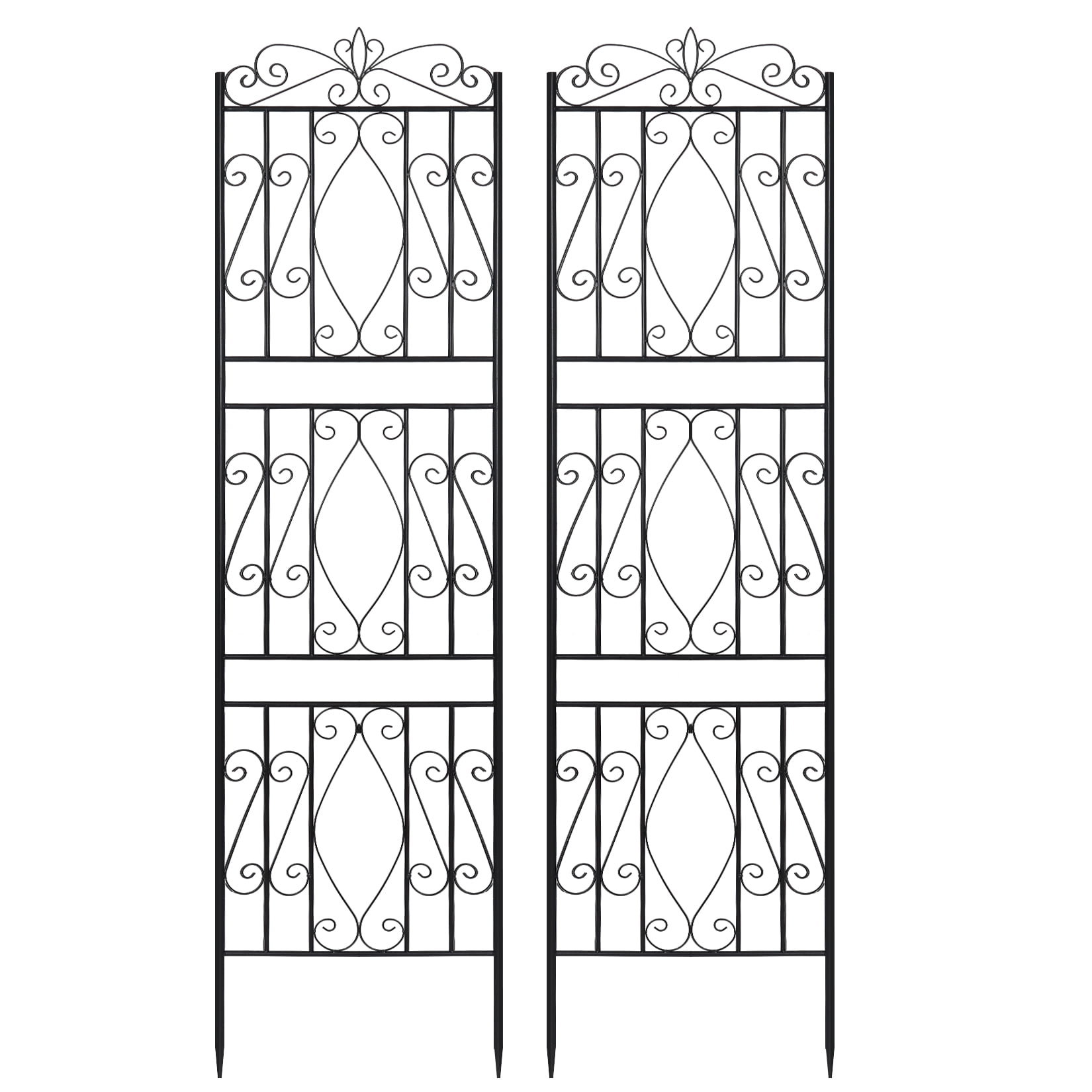 2pcs Black Metal Garden Trellis Rose Grapes Plant Trellis Outdoor Screen,19.7x71.6 inch