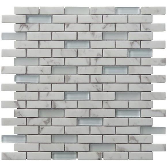Intrend Tile NS020-D 0,65 x 2 Po Carrara Pierre Tranquillité Mosaïque Linéaire Mélange