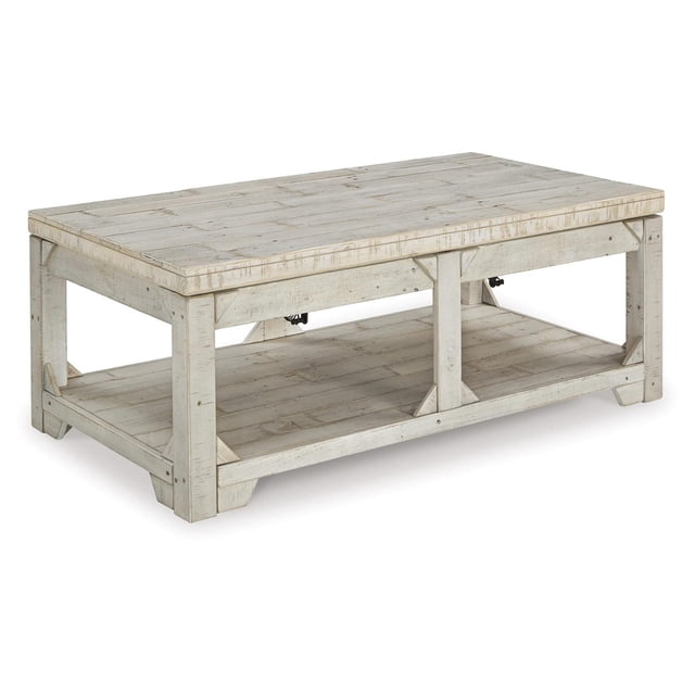 Bowery Hill Table Basse Relevable en Blanc Lavé