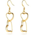 thumbnail image 1 of Pendientes con capas de corazón de doble amor para niñas, elegantes, chapados en oro y plata, cuelgan con ganchos, joyería, regalos de cumpleaños para mujeres, novia, oro -, 1 of 5
