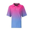 thumbnail image 6 of Women's Waffle Knit Polo Shirt Collared Short Sleeve Button Down Gradient Shirts Soft Breathable Lightweight Casual Summer Tee, S, C06 Blue, 6 of 8