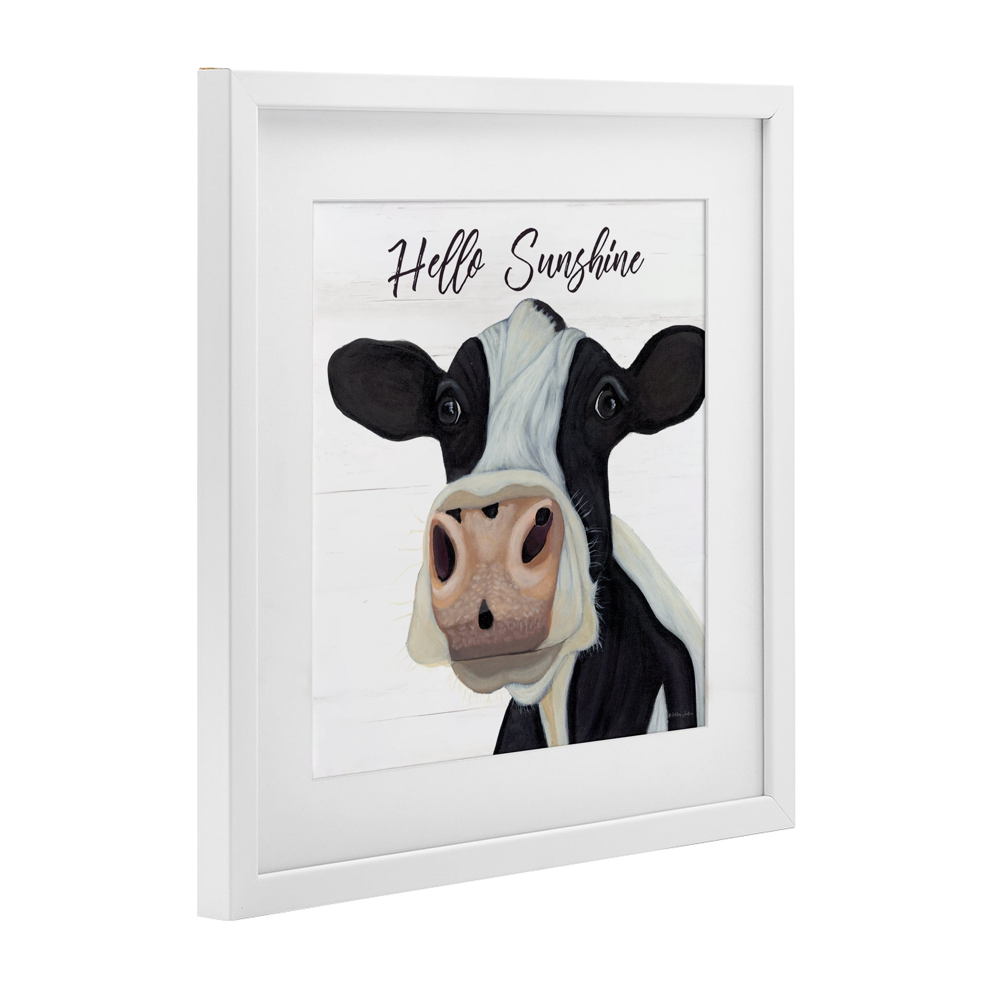 Stupell Industries Hello Sunshine Country Cow White Framed Print Under Glass, design by Ashley Justice