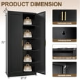 thumbnail image 5 of CJF Freestanding Metal Kitchen Pantry Storage Cabinet, Lockable, 71" Tall, 2 Doors, 4 Adjustable Shelves, Black, 5 of 11
