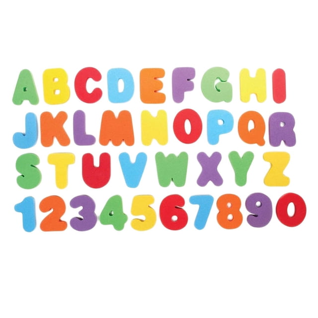 KAKOWELY 1 Set Creative EVA English Letters Colorful Alphabet Stickers Funny Kid Learning Toy Educational Number Toys for Home Bathroom Shower Bath (26pcs Letters and 10pcs Numbers),3.15"X2.36"X0.31"