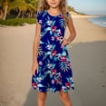 thumbnail image 2 of Kmdttou Toddler Girls Dress Summer Ruffle Sleeve Sundress Outfit For Kids 4-14T, 2 of 8