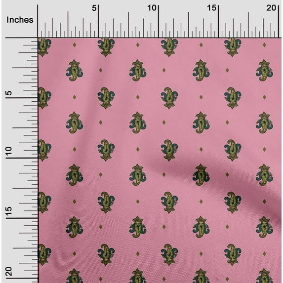 oneOone Polyester Lycra Fabric Diamond & Paisley Block Print Fabric By Yard 56 Inch Wide