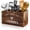 Brown, variant on XIMEI Brown Utensil Holder Rustic Wood Utensil Caddy with 3 Compartments, Farmhouse Flatware Organizer for Fork/Spoon/Spatula