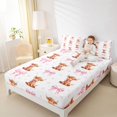 thumbnail image 2 of Manfei Farm Animal Highland Cow Fitted Sheet Full,Cute Pink Bowknot Bed Set,3pcs,1 Fitted Sheet and 2 Pillowcases, 2 of 6
