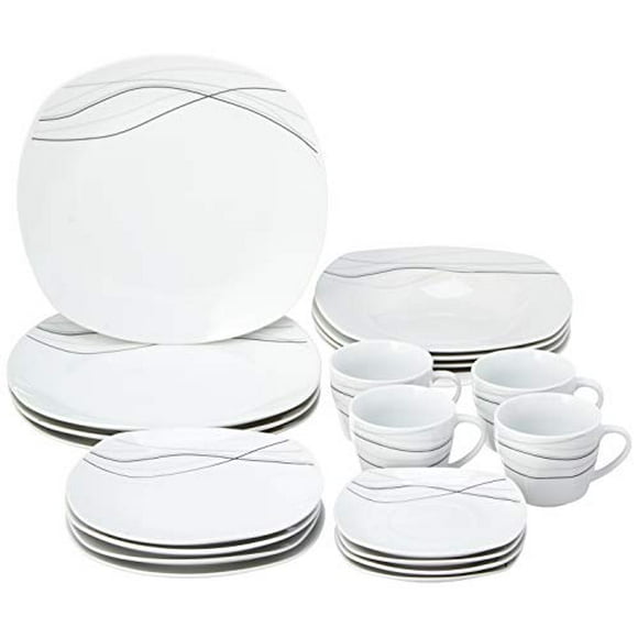 Lorren Home Trends LH414 20 Piece Square Dinnerware Set Service for 4, Confetti