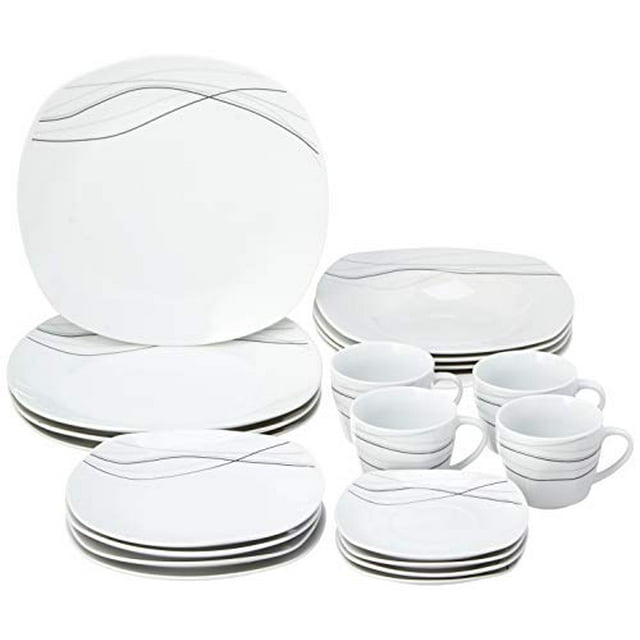 Lorren Home Trends LH414 20 Piece Square Dinnerware Set Service for 4, Confetti