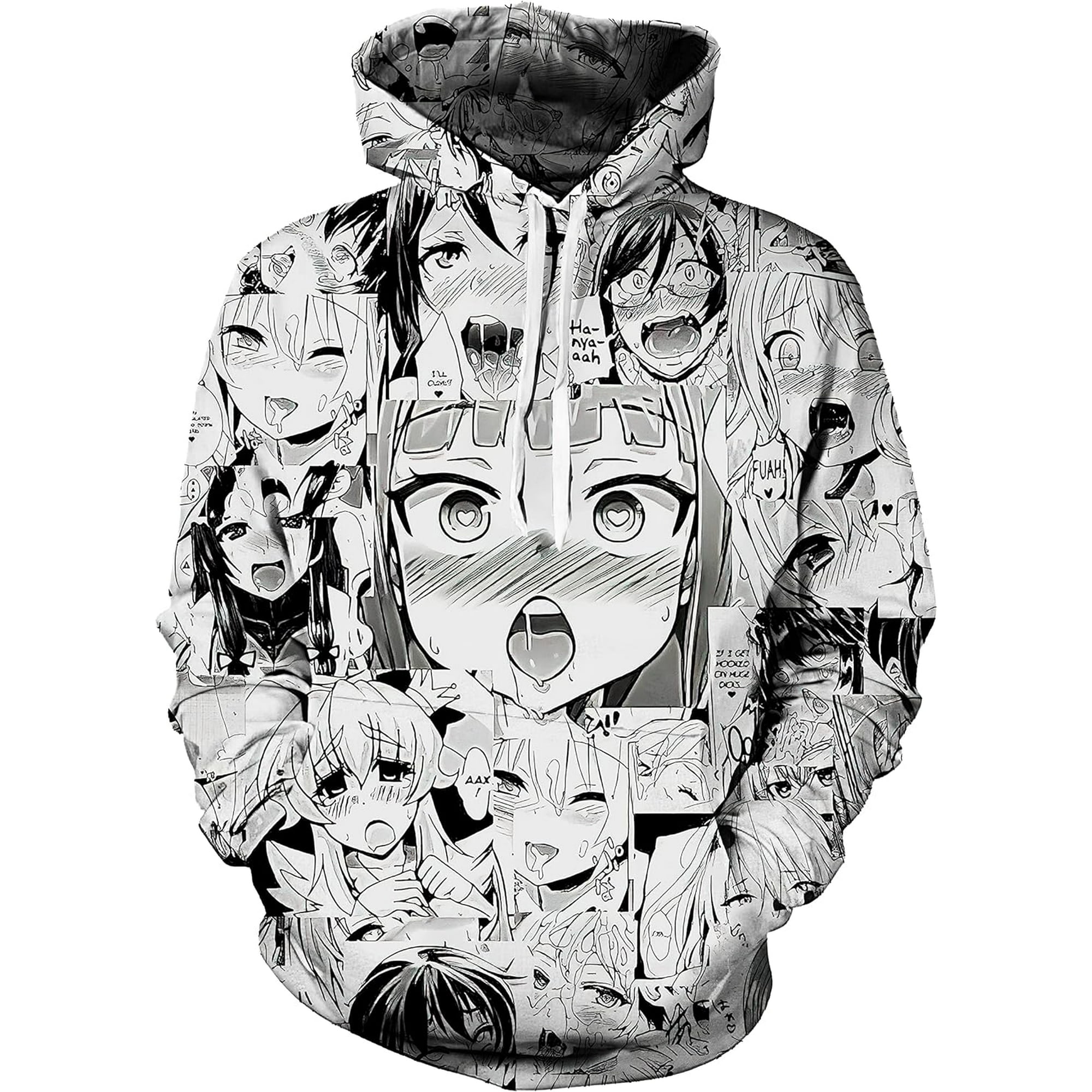 Hoodies Anime Collage Hoodie Unisex Casual Novelty Pullover Sweatshirts Hooded Anime Waifu1 Large