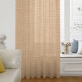 thumbnail image 4 of Brown Color Sheer Curtains 108 Inches Extra Long, Abstract Woven Texture Vintage Minimalist Light Filering Curtains, Privacy Drapes Simi Floor to Veiling Curtain for Living Room Window Treatment, 4 of 9