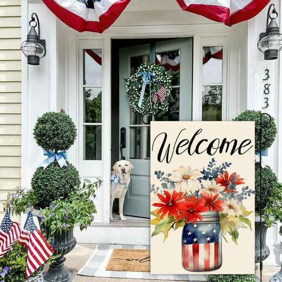 SINIMOKO Independence Day Garden Flag Home Decoration Courtyard Terrace Outdoor Event Decoration Hanging Flag,4th of July Decorations