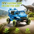 thumbnail image 5 of 12V Ride On Cars for Kids, Kids Ride on Toys with Remote Control, Dinosaur Kids UTV Cars, 4 Wheel Suspension Electric Vehicle with Bluetooth, Music, LED, Ideal Gift for Boys Girls 2-4, Blue, 5 of 9