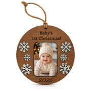 Baby's 1st Christmas Photo Ornament 2026, Wooden Baby Ornament, First Christmas Keepsake, Newborn Christmas Gift