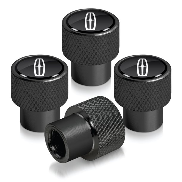 Lincoln logo in Black on Black Aluminum Tire Valve Stem Caps for