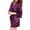 Deep Purple, variant on Soft Bathrobe Short Imitation Silk Women Adjustable Waistband Sleepwear Pajamas for Daily Wear