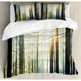 thumbnail image 3 of Ambesonne Nature Duvet Cover Set, Foggy Forest Woods, Queen, Seafoam Dark Brown, 3 of 3