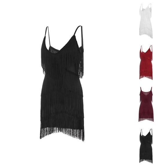 1920s Flapper Dresses for Women Sleeveless V Neck Tassel Fringe Latin Dance Dress 1920s Gatsby Party Ballroom Dance Dress
