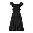 thumbnail image 4 of Tween Valentines Dress 5T Dresses For Girls Girl's Ruffle Sleeve High Waist A Line Short Dress with Pockets Black 3-4 Years, 4 of 4